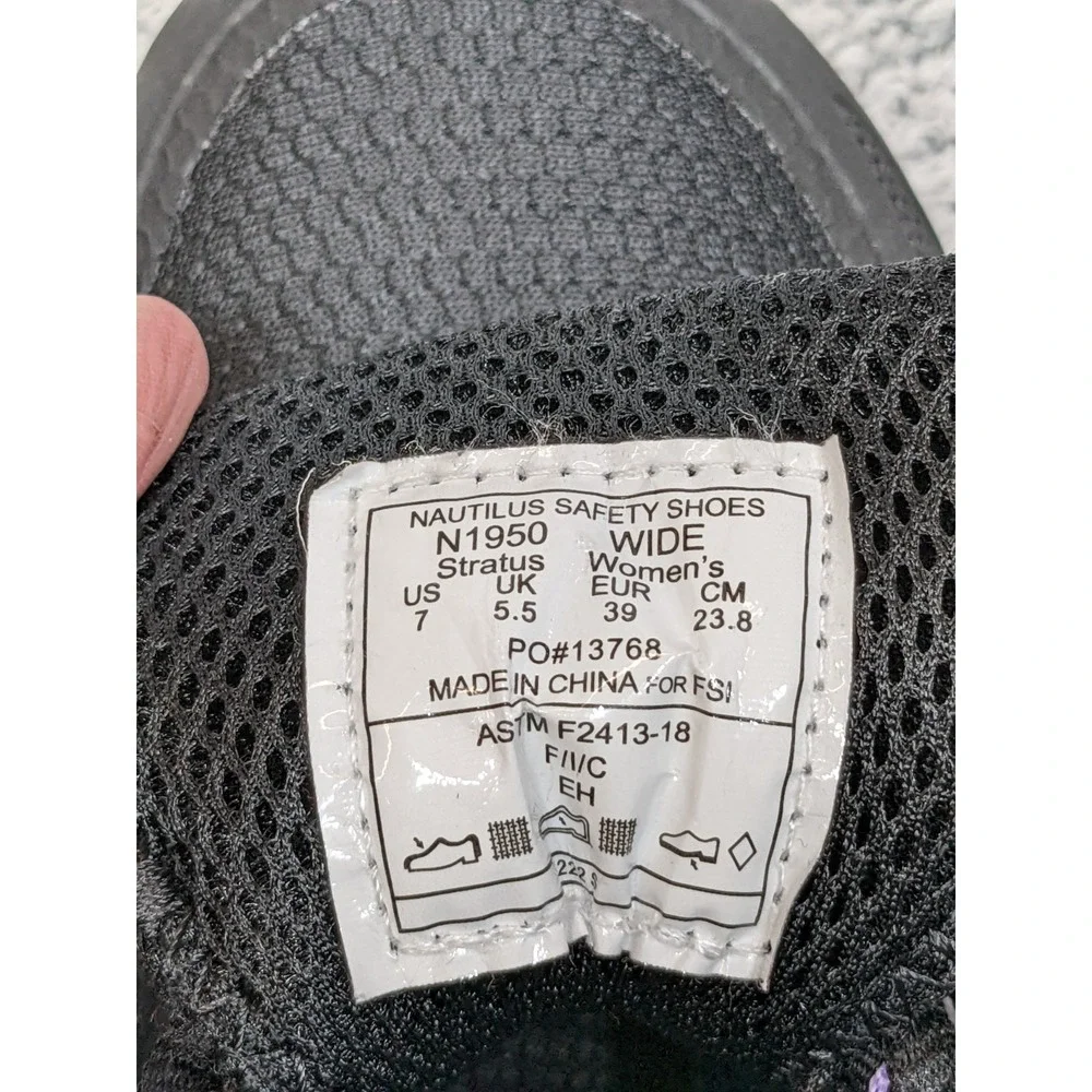 Nautilus Stratus‎ Black & Purple Womens Composite Toe Safety Sneakers Shoes 7W